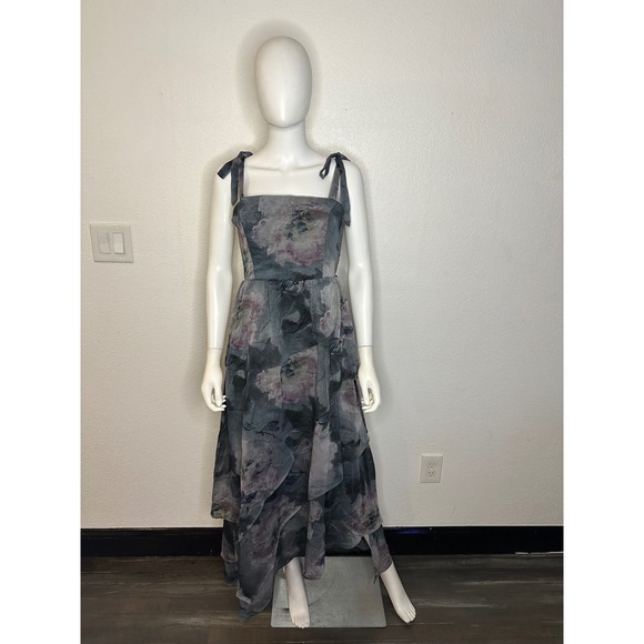Disturbia Dresses & Skirts - Disturbia Ophelie Chiffon Tiered Maxi Dress Dark Floral Smocked Back